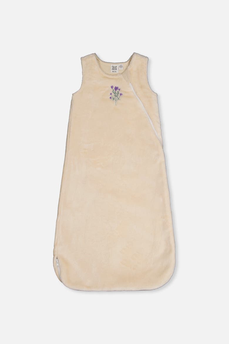 Plush Embroidered Zipper Sleep Sack, Main, color, Off-White