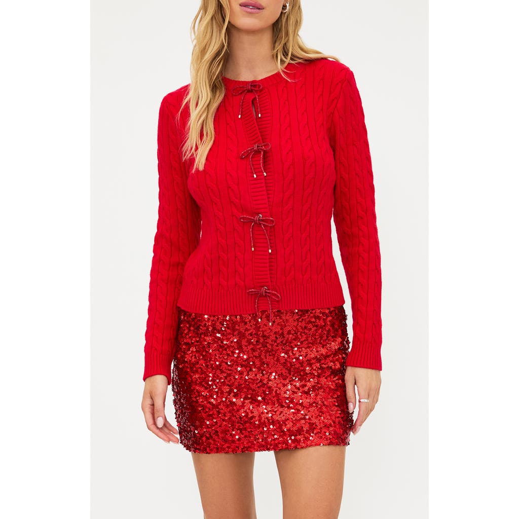 Beach Riot Ally Bow Accent Cable Cardigan in Peppermint  product