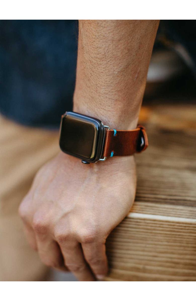 Bluebonnet The Maverick Italian Leather Apple Watch Band, Alternate, color, Bordeaux Brown