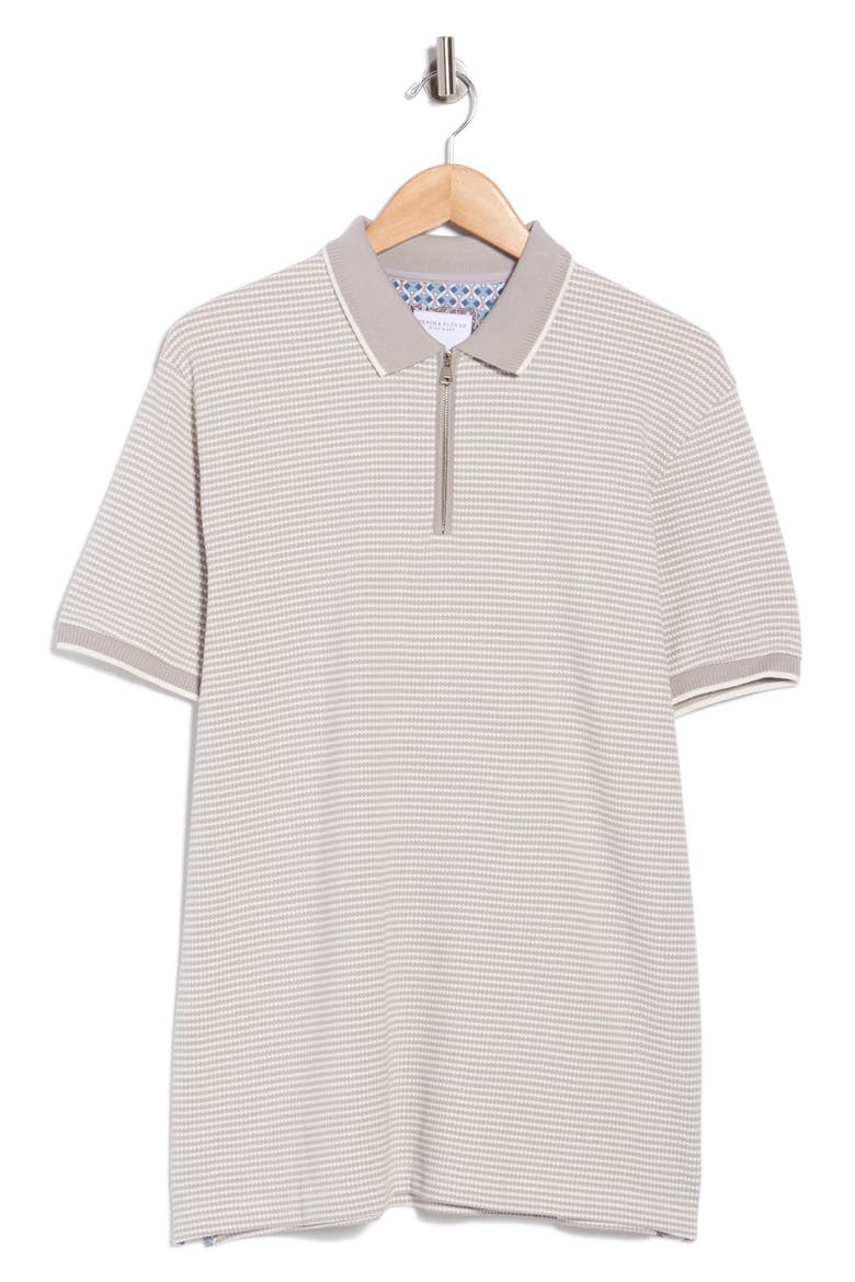 Stripe Cotton Blend Quarter Zip Polo, Alternate, color, GREY