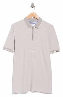 DENIM AND FLOWER Stripe Cotton Blend Quarter Zip Polo