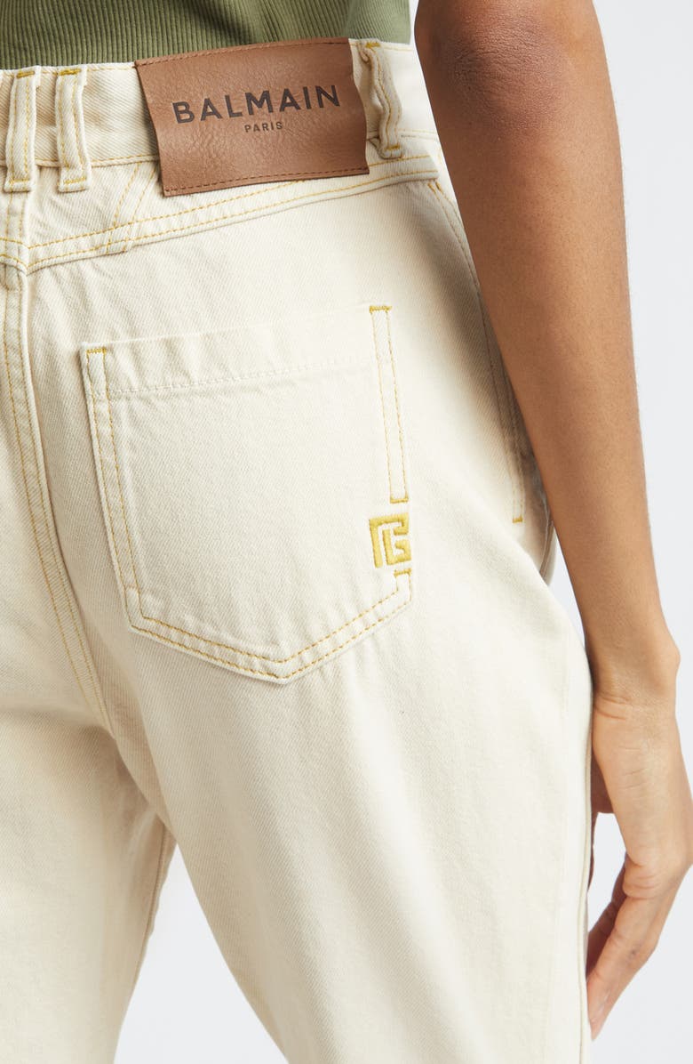 Balmain High Waist Tailored Jeans, Alternate, color, Beige