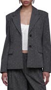 Avec Les Filles Rhinestone Detail Pinstripe Blazer
