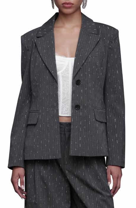 Rhinestone Detail Pinstripe Blazer