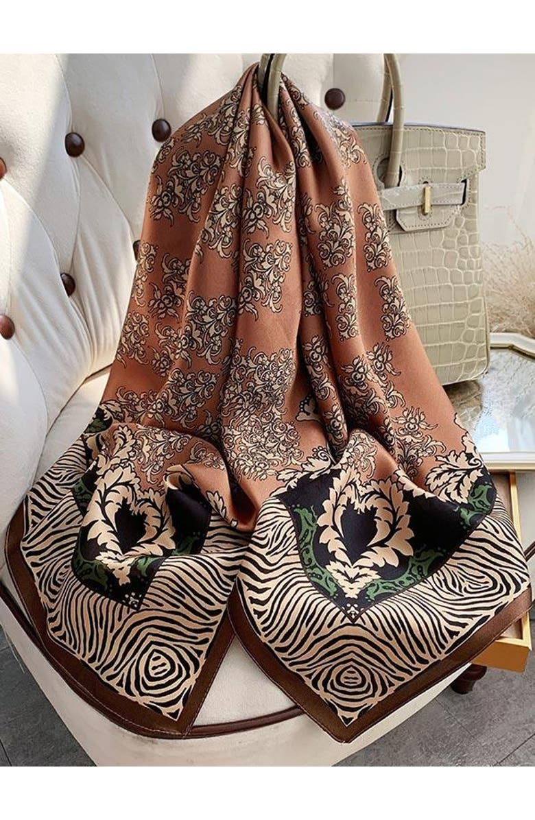 Scarf : A Global Perspective on Trends and Consumer Preferences 4 SILKSILKY Silk Square Scarf, Main, color, Brown Floral