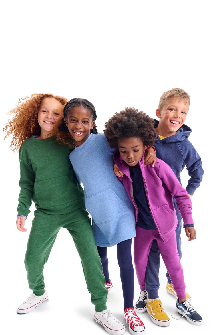 Cozy Fleece Crewneck Sweatshirt, Alternate, color, Heather Navy