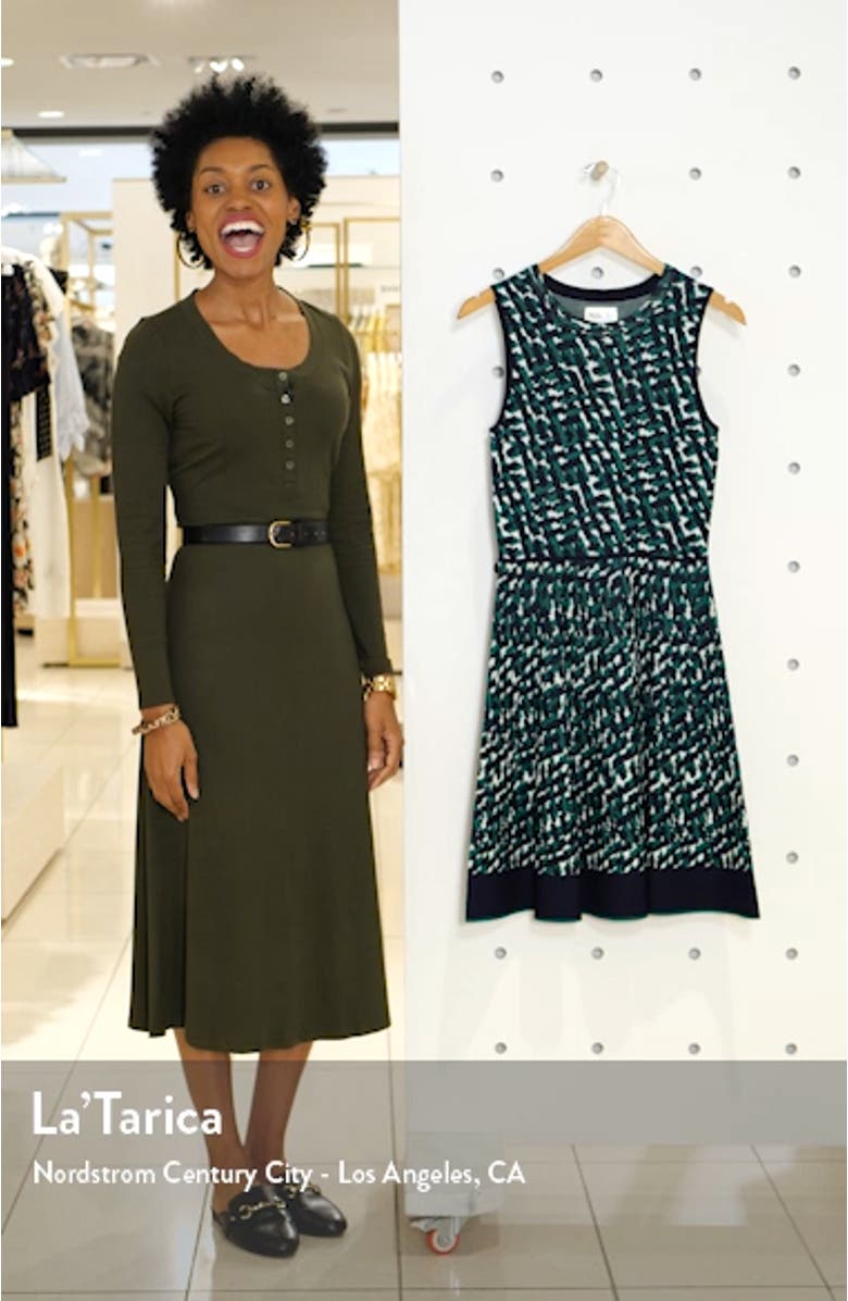 Print Sleeveless Fit & Flare Sweater Dress, sales video thumbnail