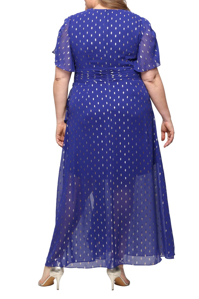 Flutter Sleeve Fil Coupé Maxi Dress, Alternate, color, IRIS