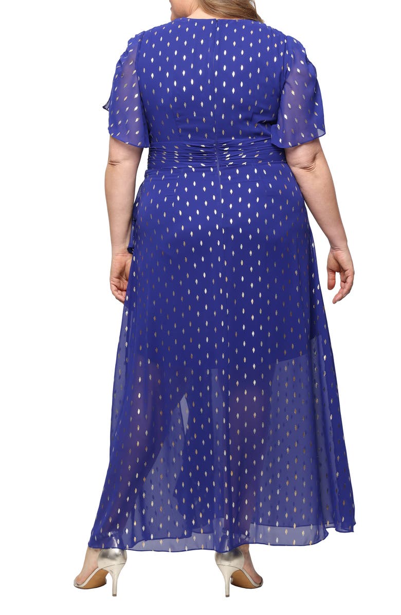 SL FASHIONS Flutter Sleeve Fil Coupé Maxi Dress, Alternate, color, Iris