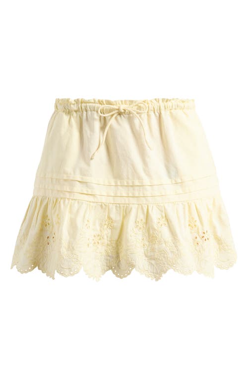 Damson Madder Gabriette Embroidered Eyelet Organic Cotton Miniskirt In Yellow