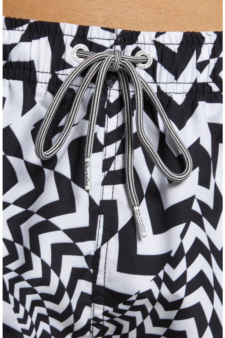 Hazard Shortie Swim Trunks, Alternate, color, BLACK/ WHITE