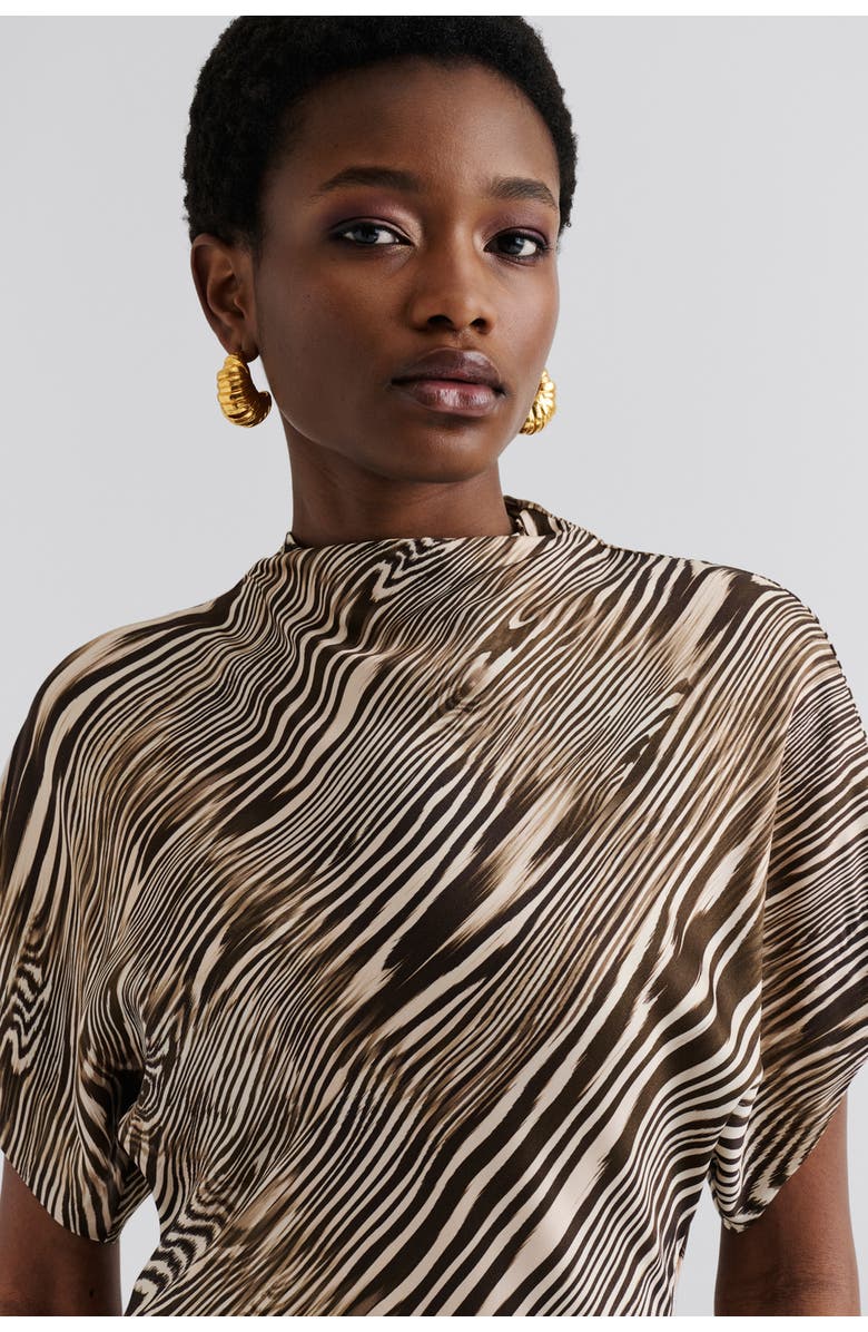 Malina Alivia Short Sleeve Satin Maxi Dress, Alternate, color, Moire