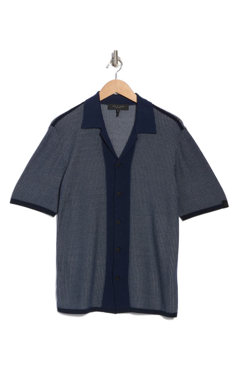 rag & bone Harvey Knit Camp Shirt, Alternate, color, Blue
