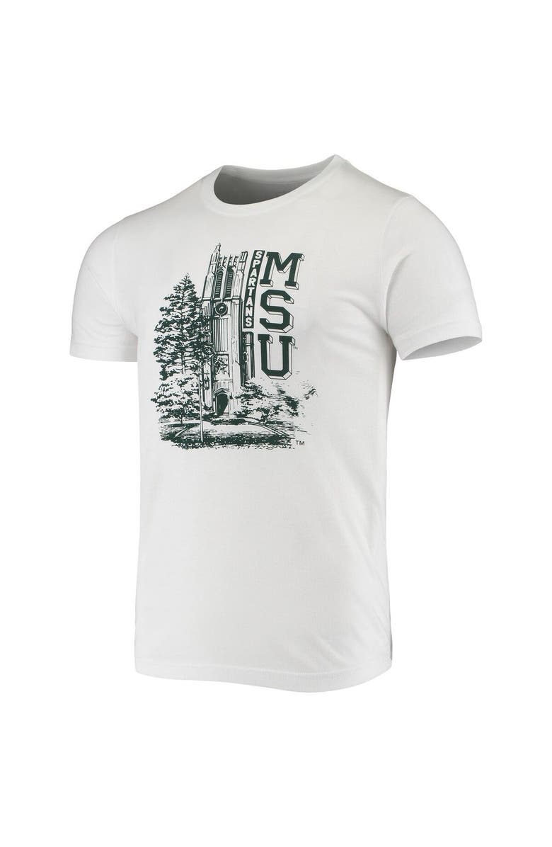 HOMEFIELD Men's Homefield Heathered White Michigan State Spartans Vintage Beaumont Tower T-Shirt, Alternate, color, 