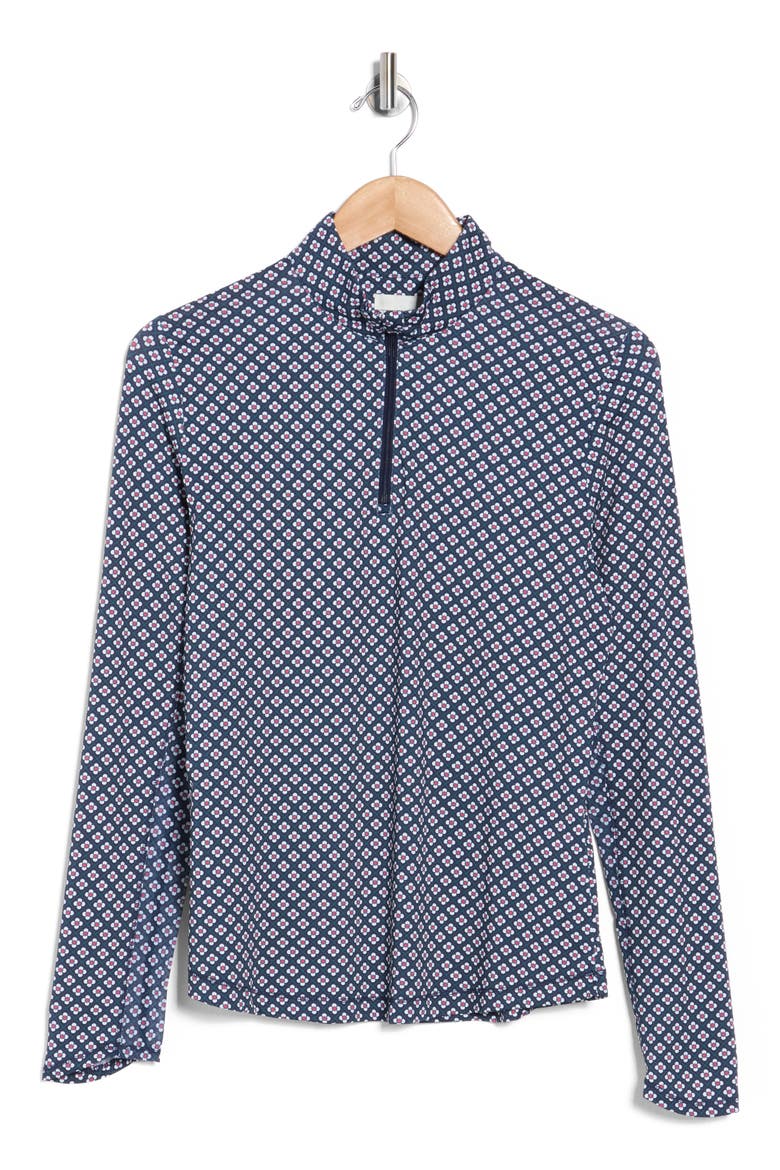 Mini Geometric Quarter Zip Pullover, Alternate, color, PEACOAT