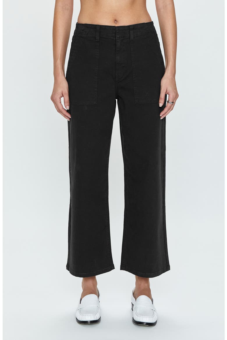 Sophia Stretch Cotton Ankle Wide Leg Pants, Main, color, BLACK