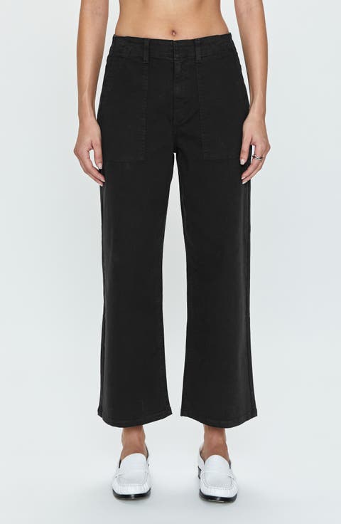Sophia Stretch Cotton Ankle Wide Leg Pants