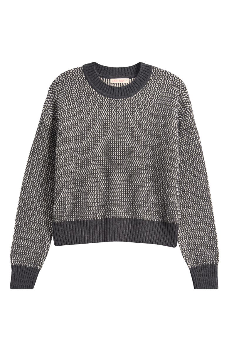 Marine Layer Robin Texture Crewneck Crop Sweater, Alternate, color, Black/ White