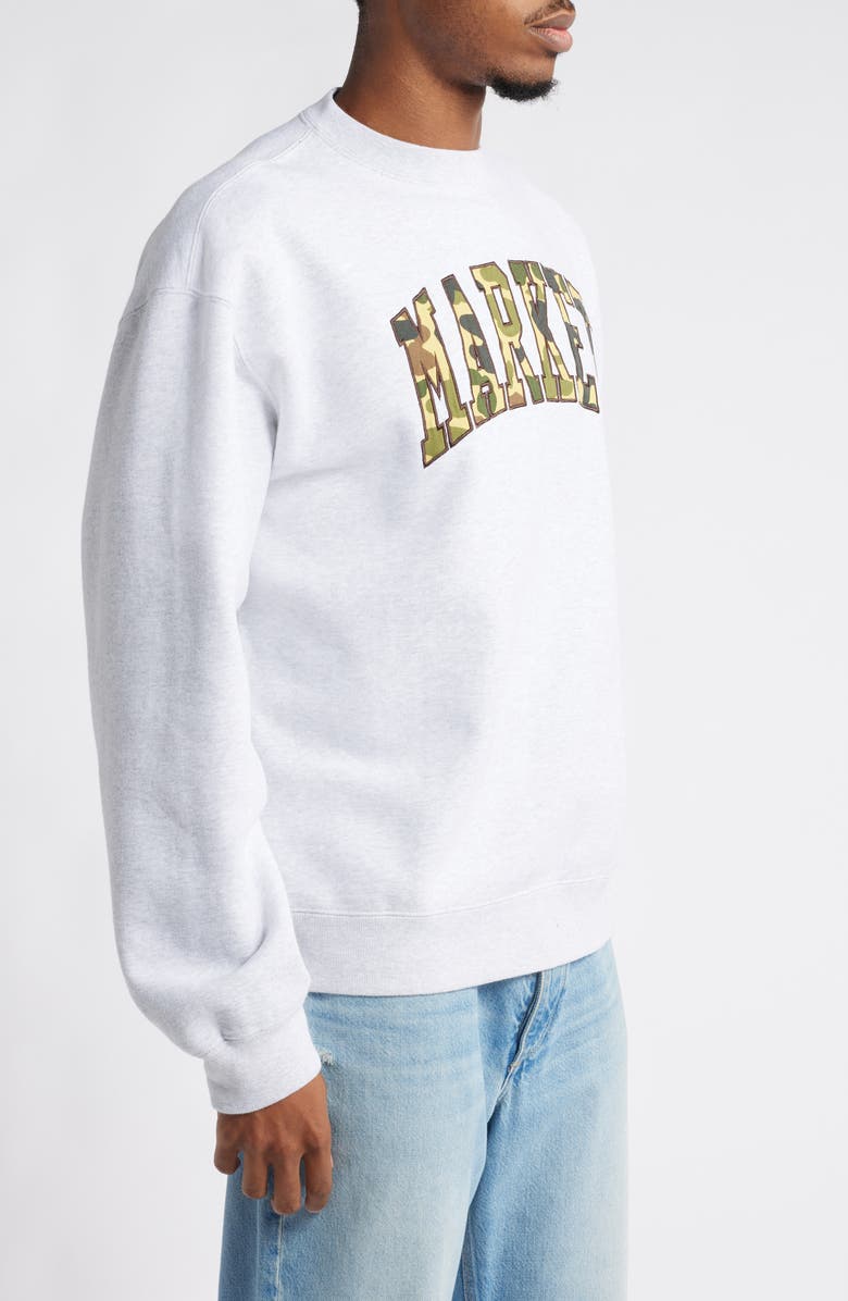 MARKET Camo Logo Appliqué Crewneck Sweatshirt, Alternate, color,