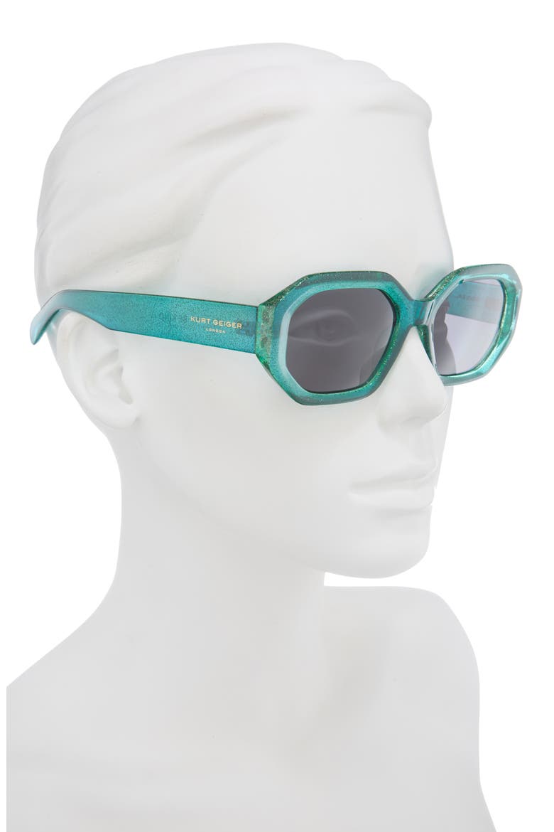 Geometric Sunglasses, Alternate, color, TEAL CRYSTAL GLITTER