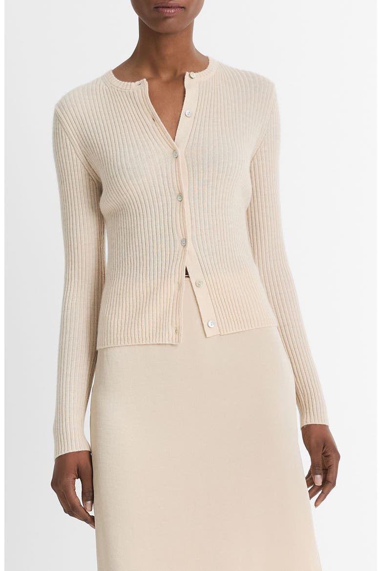 Cashmere & Silk Rib Cardigan, Main, color, 295PLS-PALE SAND