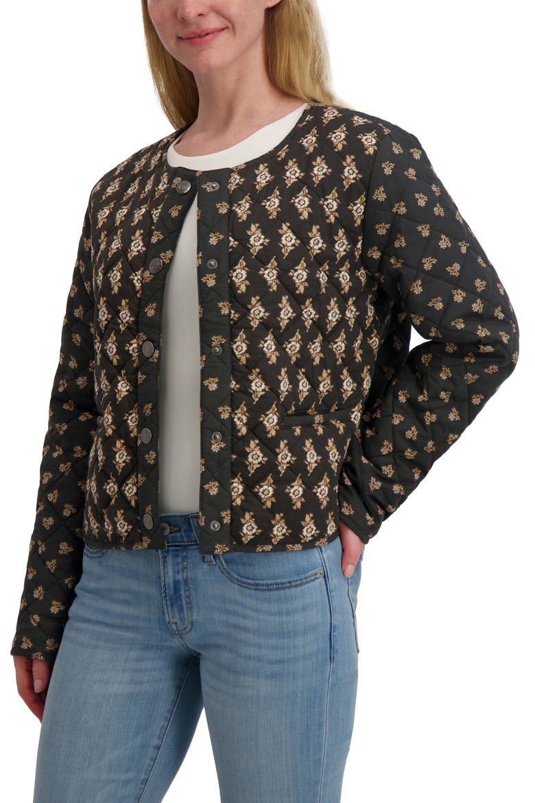 Diamond Quilted Jacket, Alternate, color, BLACK FLORAL