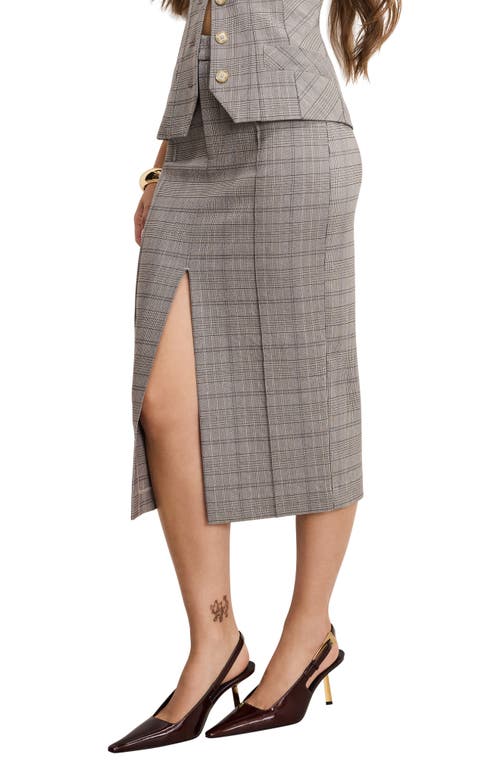 Good American Plaid Midi Skirt In Gray