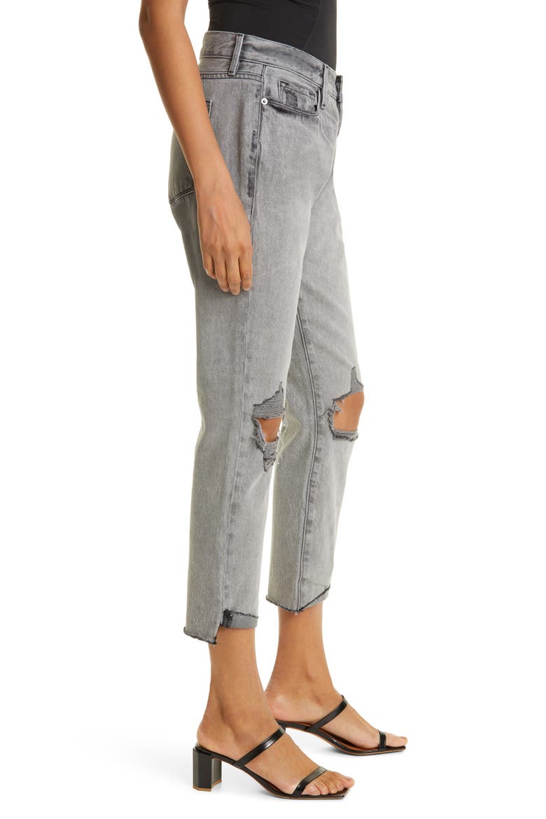 Le High Ripped Raw Hem Crop Skinny Jeans, Alternate, color, HARBOR ROAD RIPS