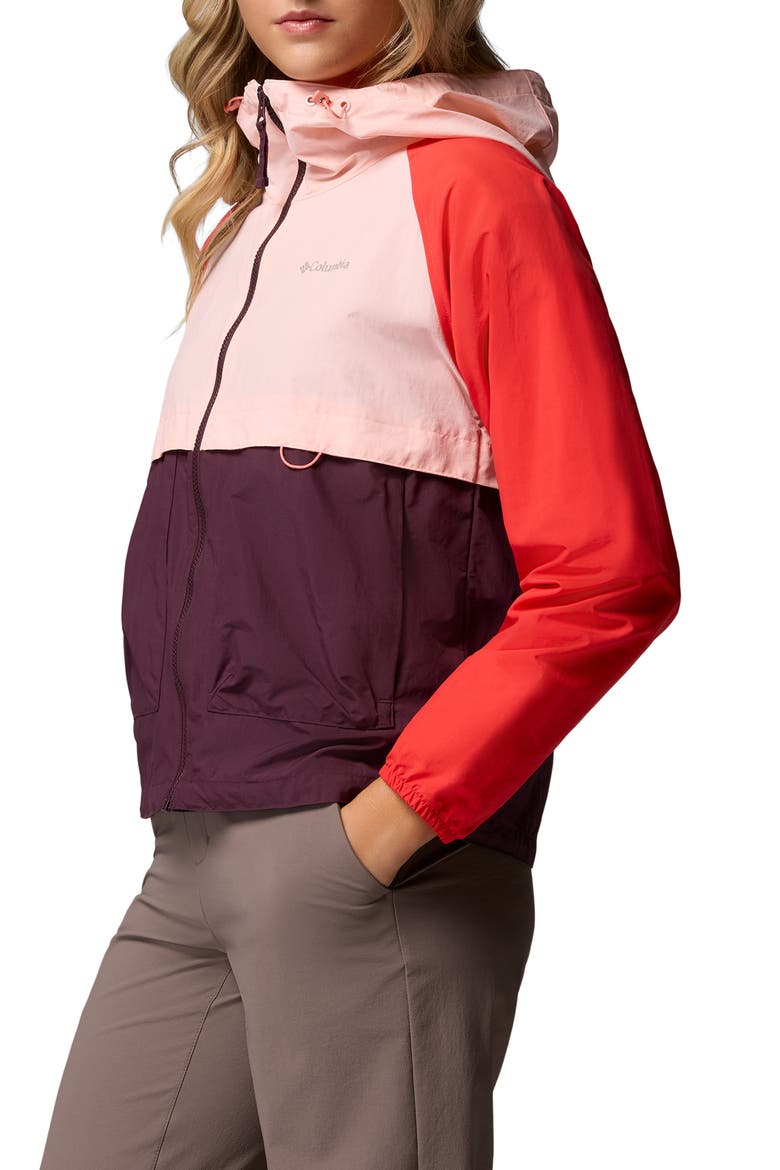 Spire Valley Water Repellent Windbreaker, Alternate, color, MOONVISTA/ PINK SAND/ RED