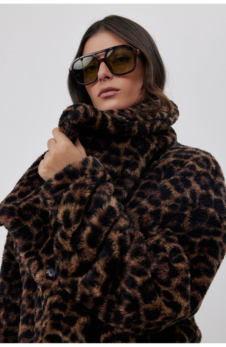 Gottex Beach Life The Leopard Button-Up Cozy Coat, Alternate, color, Leopard