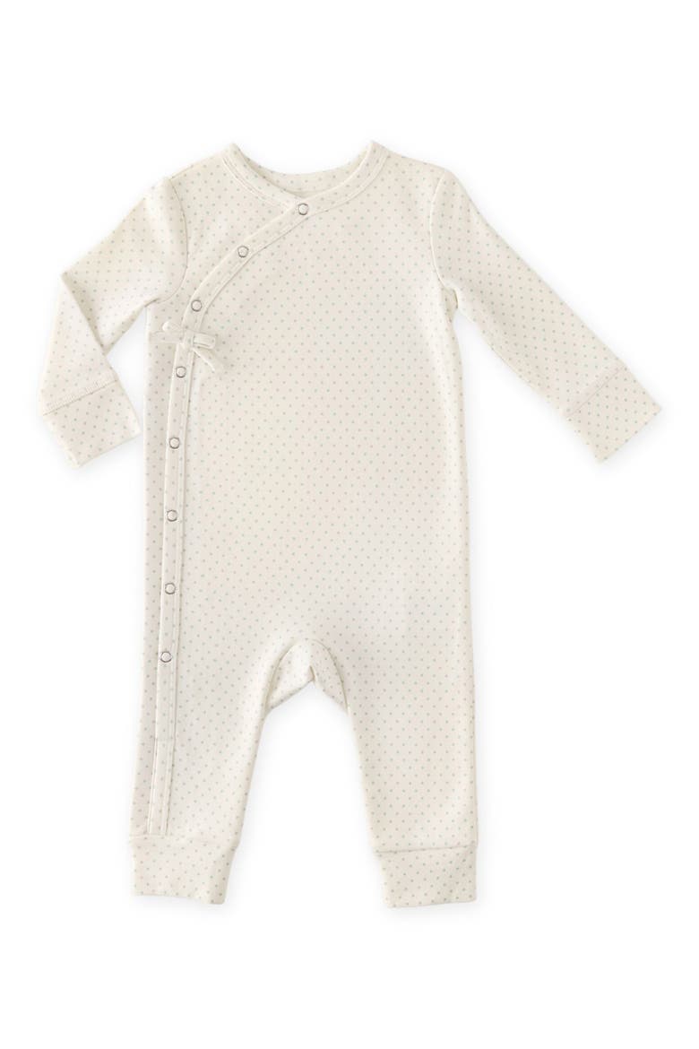 Elephant Print Cotton Romper, Main, color, PIN DOT SEA