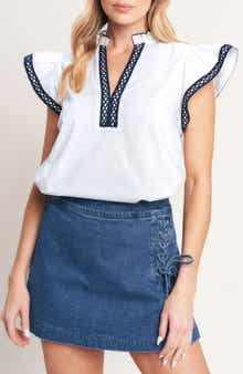 FLYING TOMATO Flutter Sleeve Woven Top