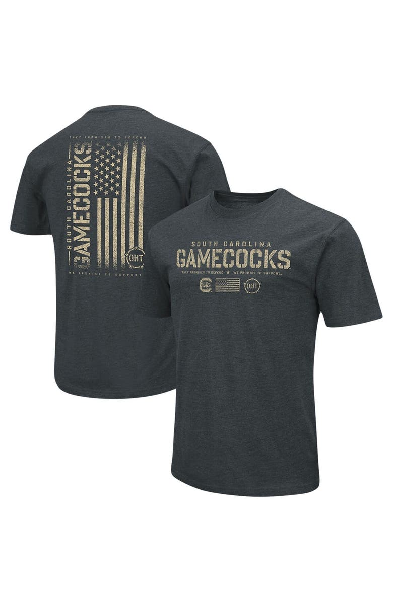 COLOSSEUM Men's Colosseum Heathered Black South Carolina Gamecocks OHT Military Appreciation Flag 2.0 T-Shirt, Main, color, 