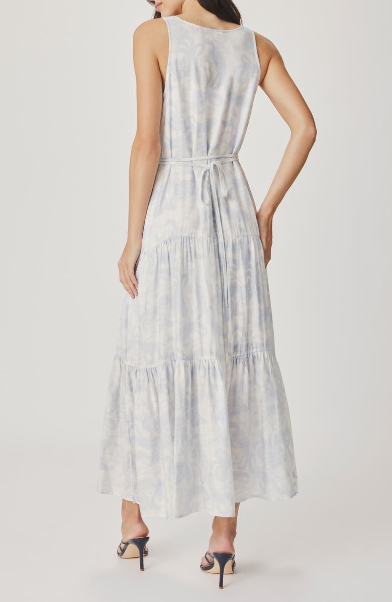 Splendid Iris Paisley Print Tiered Maxi Dress, Alternate, color, Antique Pearl Grey