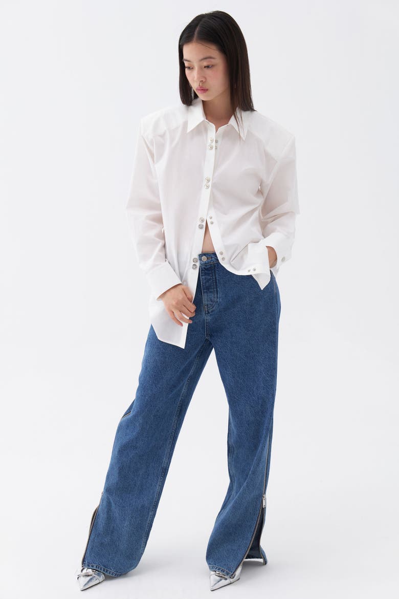Long Sleeve Button- Up Shirt, Alternate, color, Ivory