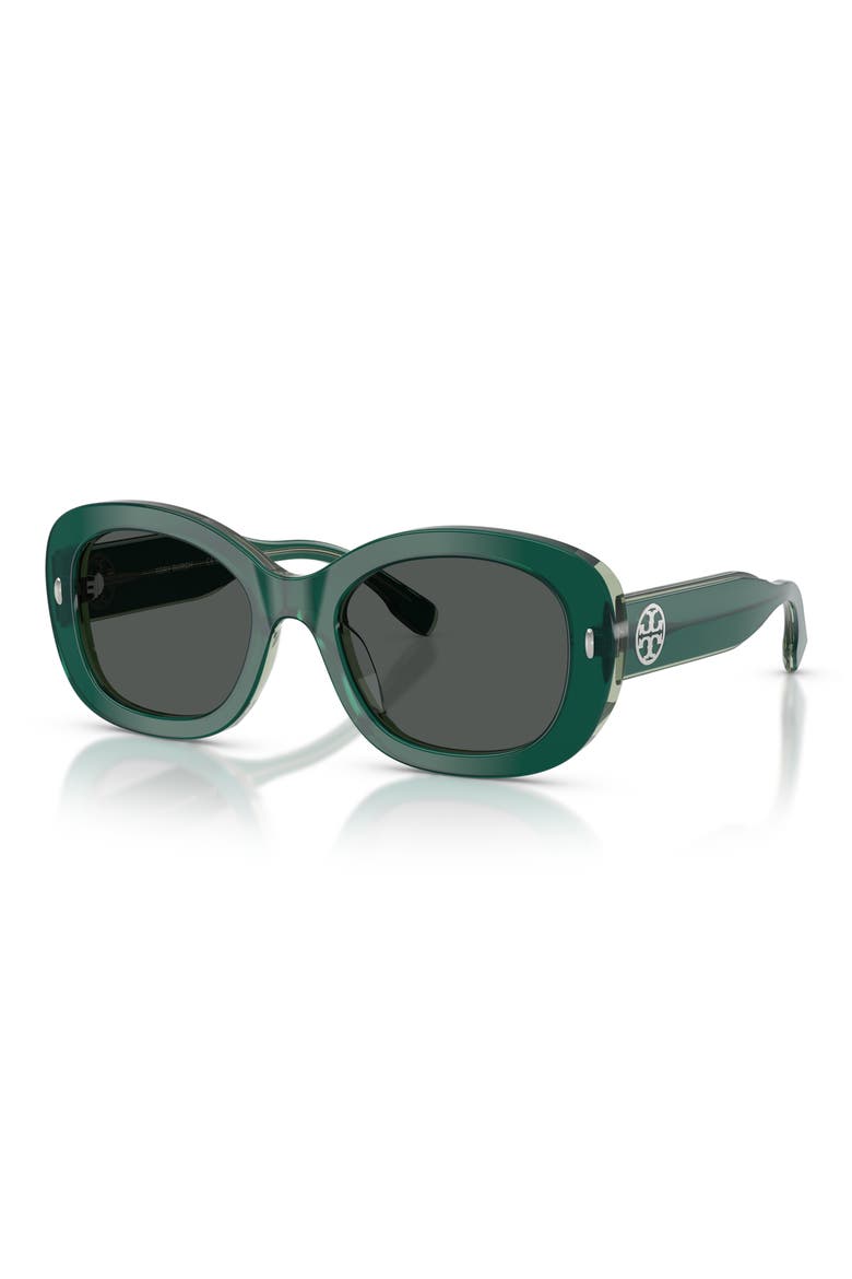 52mm Oval Sunglasses, Alternate, color, DARK GREEN/TRANSPARENT SAGE / DARK GREY