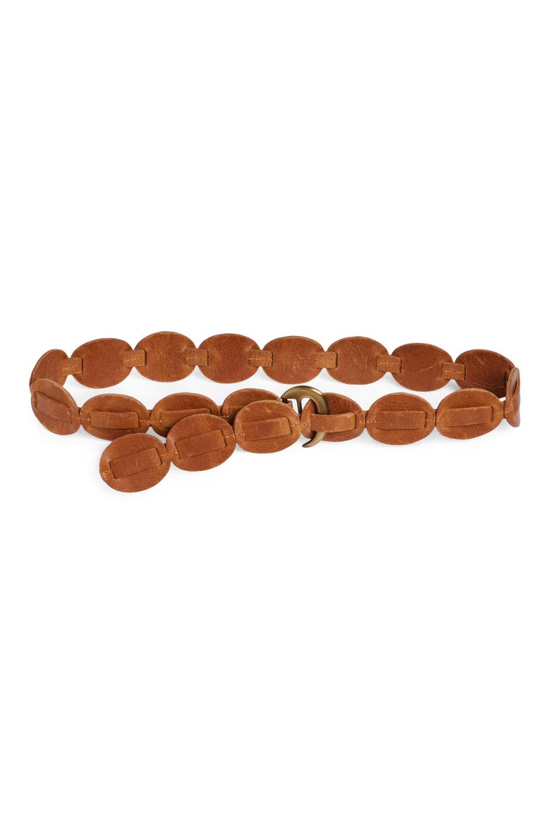Shishi Leather Belt, Main, color, COGNAC