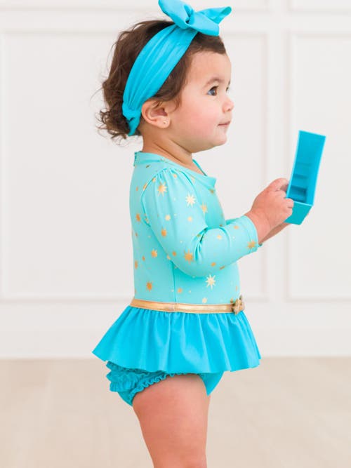 Rufflebutts Baby Girls Upf50+ Princess Long Sleeve Bow Skirted One Piece Swimsuit