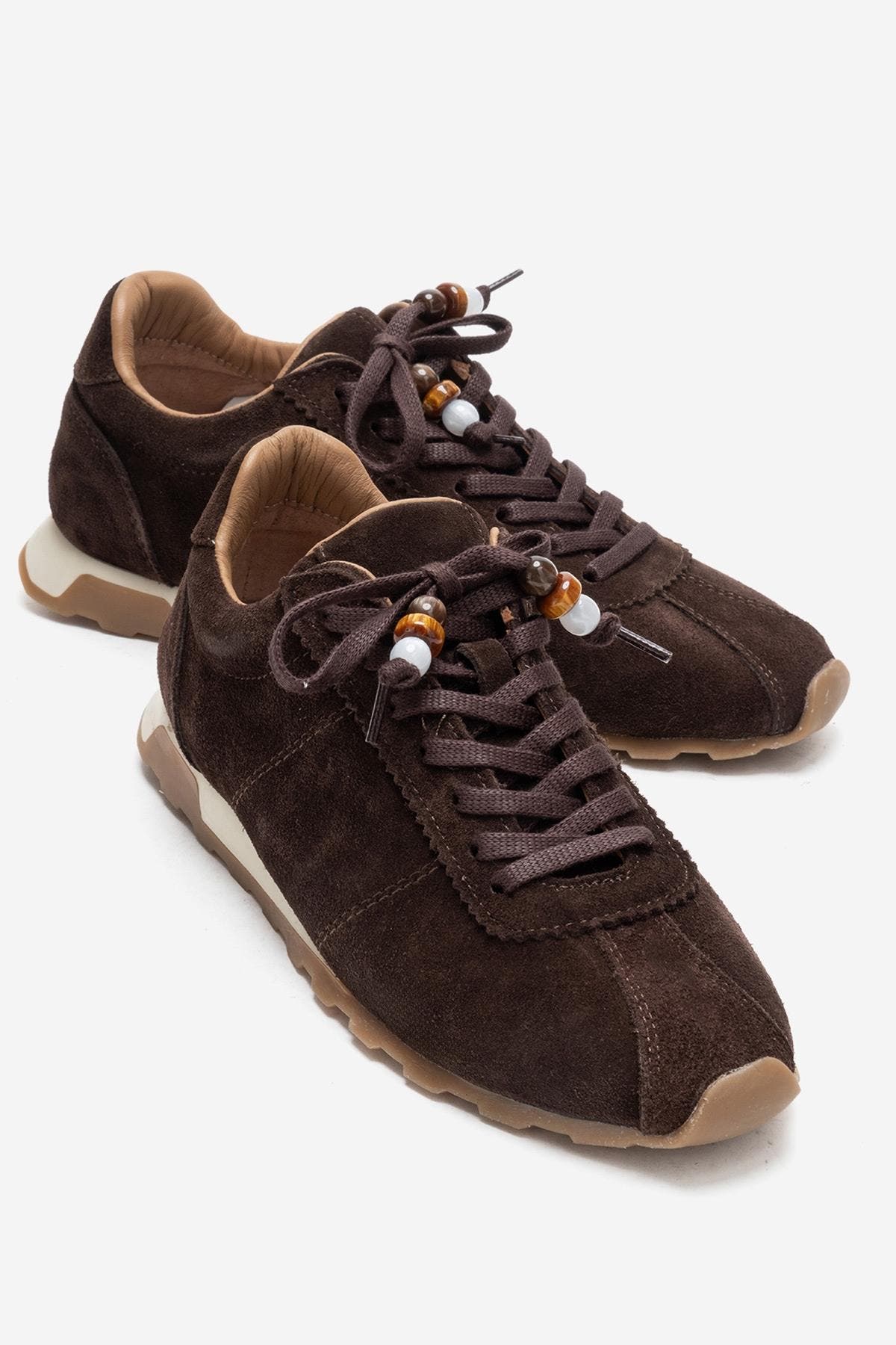 Forever & Always Shoes Brea Leather Embellished Sneaker, Alternate, color, Brown Suede