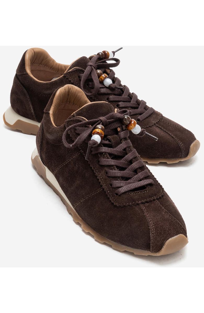 Forever & Always Shoes Brea Leather Embellished Sneaker, Alternate, color, Brown Suede