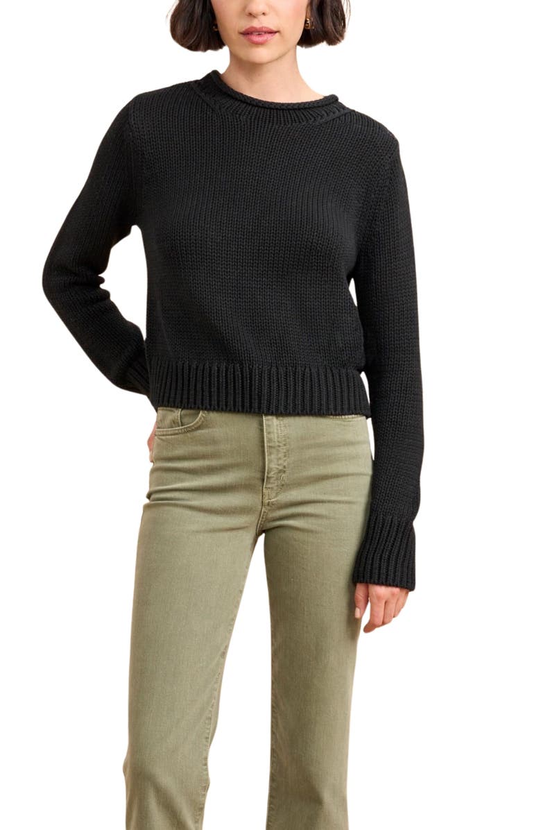 La Ligne Solid Mini Marina Sweater, Main, color, Black