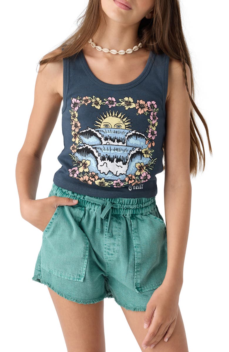 O'Neill Kids' Tropic Tide Cotton Graphic Tank, Alternate, color,