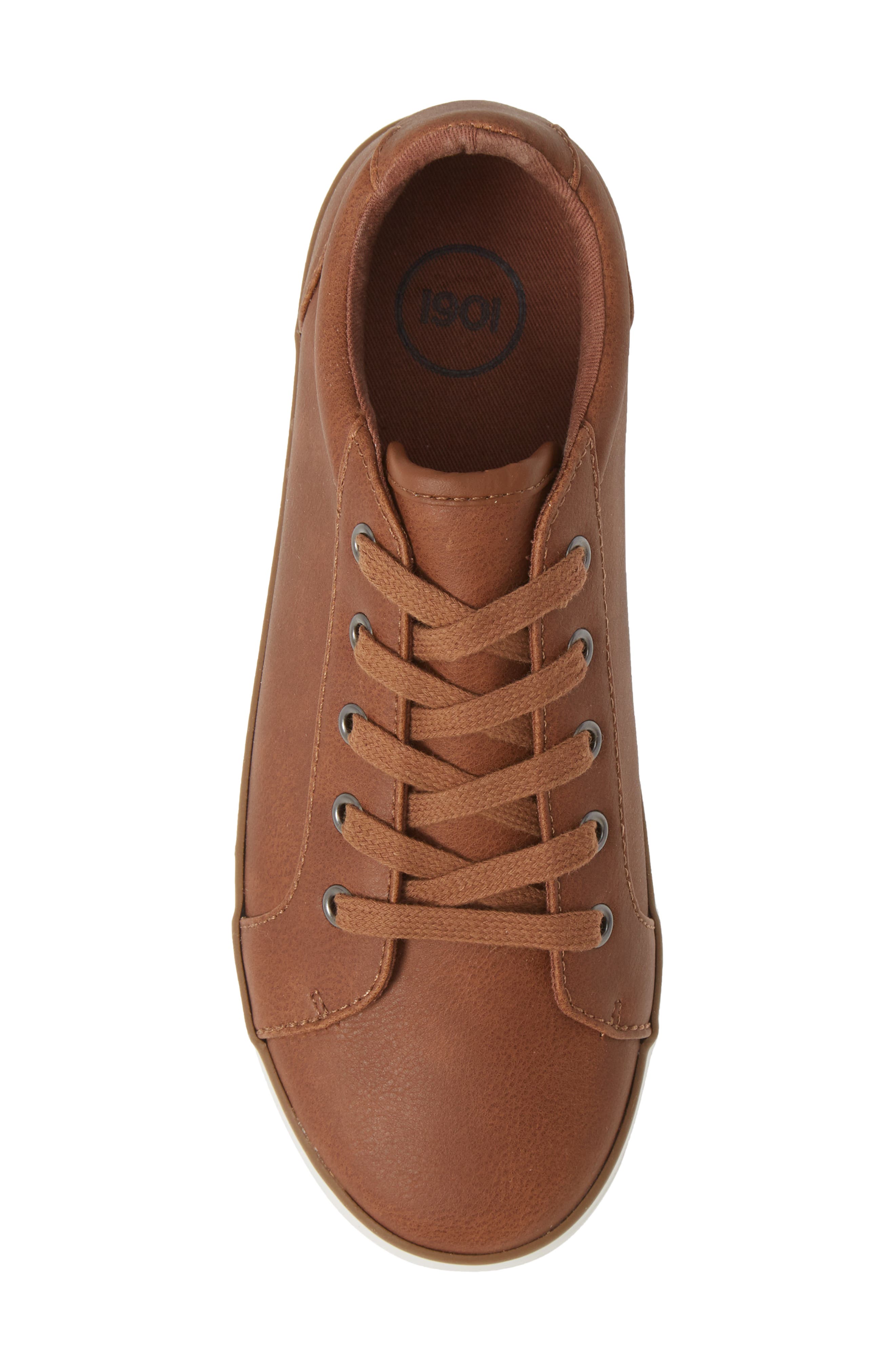 Lace Up Sneaker, Alternate, color, COGNAC FAUX LEATHER