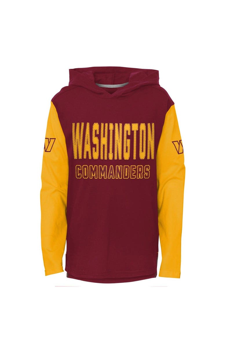 Outerstuff Youth Burgundy Washington Commanders Heritage Long Sleeve Hoodie T-Shirt, Main, color, Burgundy