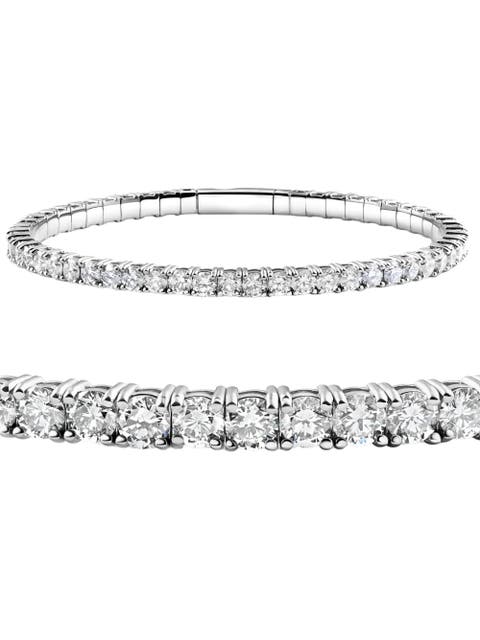 2 - 10Ct TW Flexible Diamond Bangle Tennis Bracelet Lab Grown 14k Gold