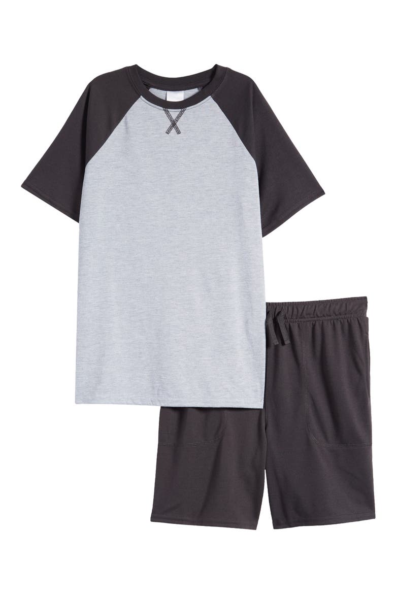 Kids' Short Pajamas, Main, color, GREY CHARCOAL HEATHER- GREY
