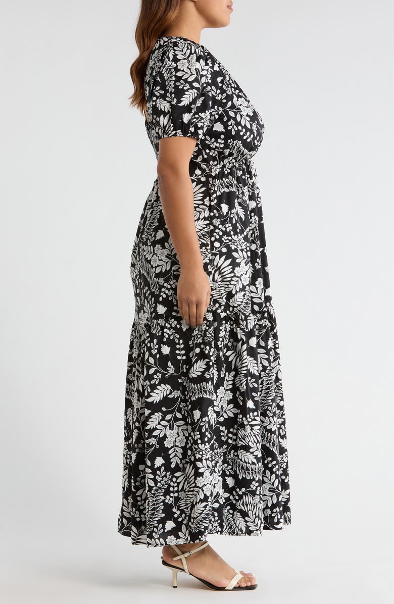 SUGARLIPS Pine Hill Floral Becca Tiered Maxi Sundress, Alternate, color, Grey-Black
