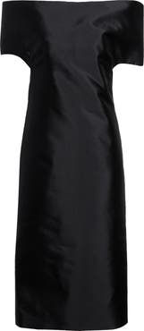 Jil Sander Off the Shoulder Corset Silk & Wool Dress