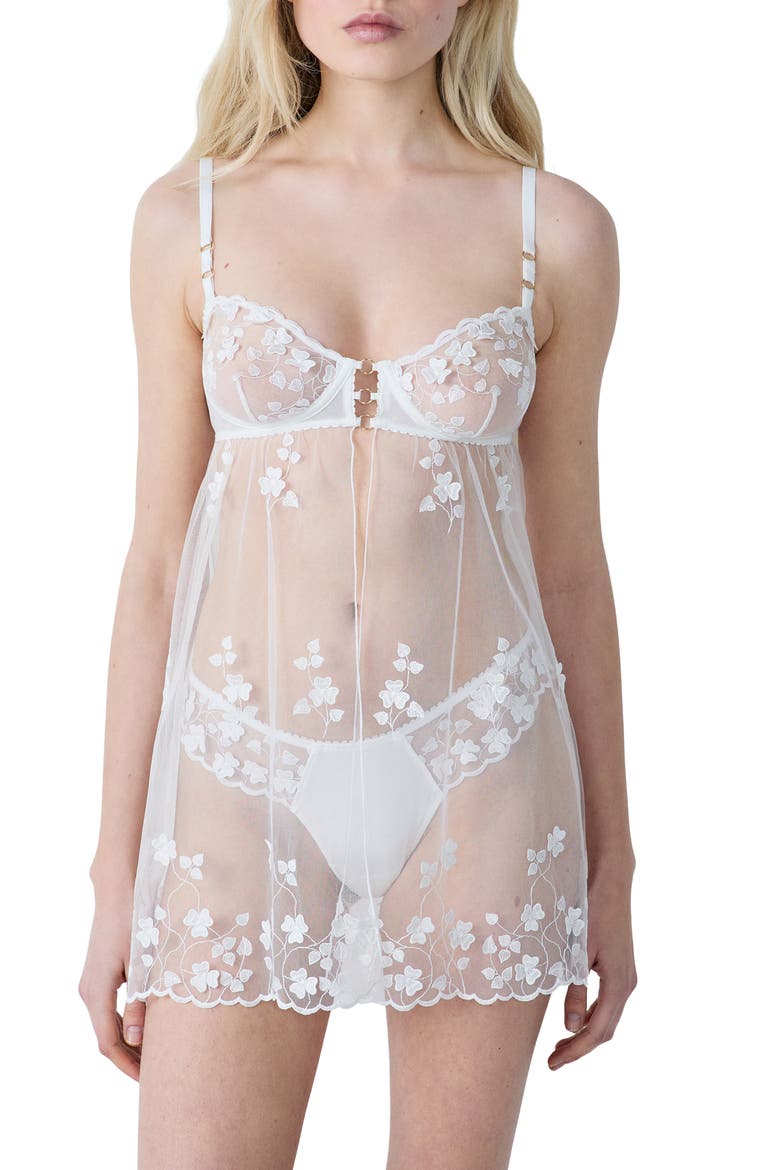 Amour Nuisette Courte Underwire Chemise, Main, color, WHITE