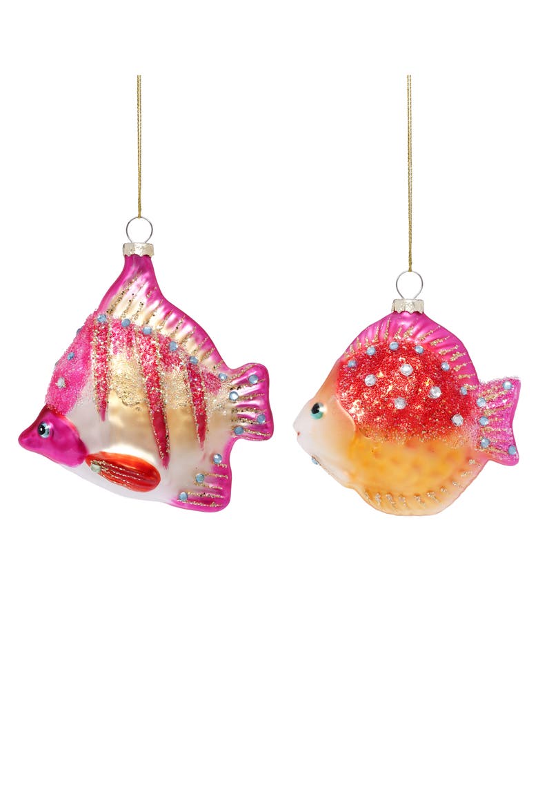 Glittered Fish Ornament, Set of 6, Main, color, Fuschia